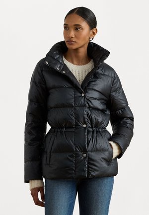 METALLIC QUILTED FUNNELNECK DOWN COAT - Páperový kabát - black