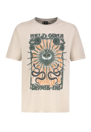 RETRO MIT SPIRITUELLEM PRINT BOHO STYLE - Print T-shirt - beige