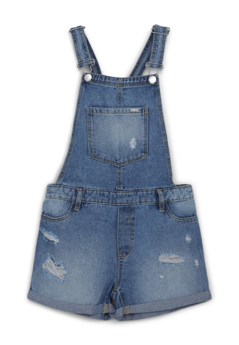 Salopette Bambina In Denim Elasticizzato - Pantaloncini Corti, Vita Alta, Lavabile In Lavatrice - Foto 9