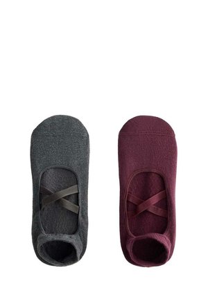 2 PAIRS OF COTTON BLEND YOGA AND PILATES SOCKS WITH CROSSOVER STRAPS 33621490 - Sportzokni - dark brown