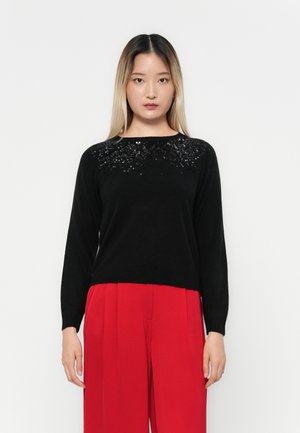 ONLSTARRY SEQUIN O NECK - Striktrøje - black