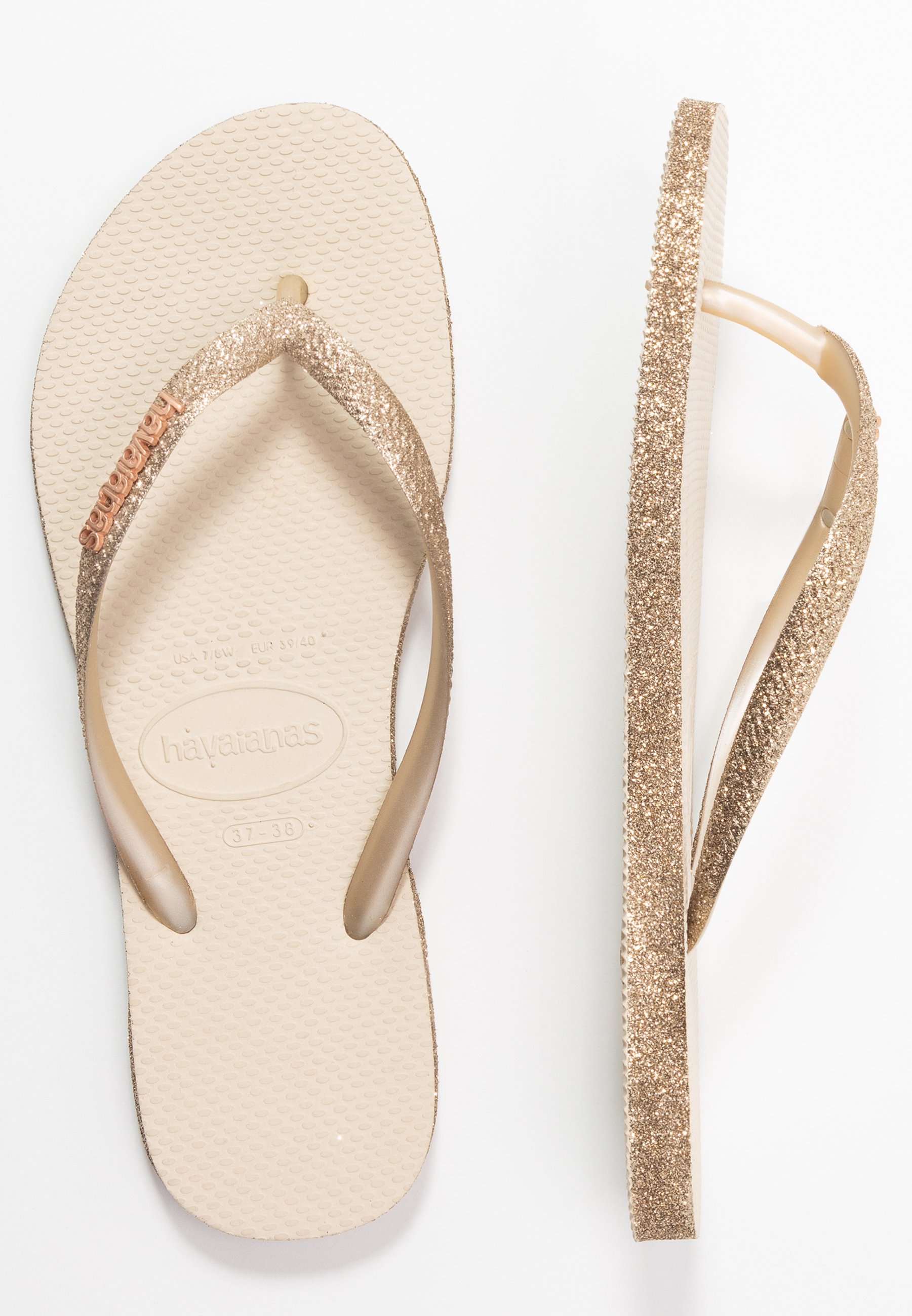havaianas slim sparkle glitter bege