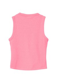 Geribbelde mouwloze top in felle roze. Beschikt over een ronde halslijn en een getailleerde pasvorm, zonder versieringen of patronen.