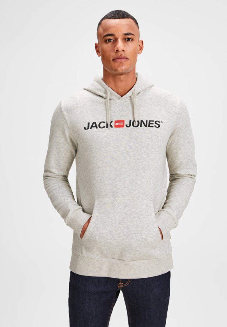 Jack & Jones JJECORP LOGO - Jersey con capucha - white melange