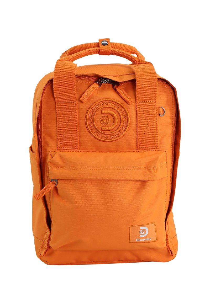 Oranssi kangasreppu, jossa on pehmustetut hihnat, yläkahva, vetoketjukiinnitys, etutasku ja logopatch. Sujuva pinta ja vahvistetut saumat.