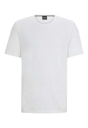 Biela krátka tričko s krátkym rukávom vyrobené z bavlny, s okrúhlym výstrihom, jednoduchým dizajnom a subtílnym logom BOSS na prednej strane.