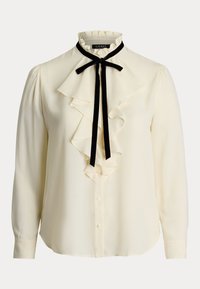 Lauren Ralph Lauren Woman RUFFLE TRIM GEORGETTE BLOUSE - Gombos blúz - mascarpone cream/black