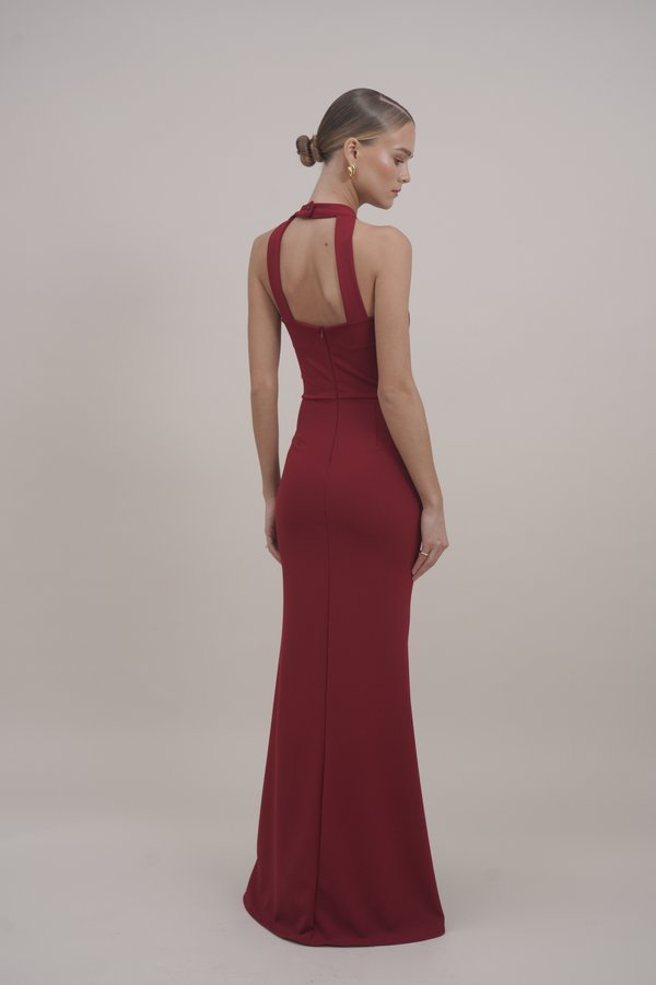 TILLY RUFFLE HALTER NECK MAXI DRESS - Occasion wear - wine3