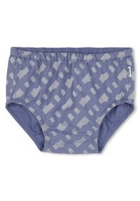 Caleçons de bain à motifs bleus avec un design texturé et des formes gris clair. Taille élastique et tissu doux pour le confort.