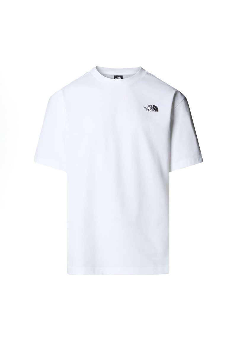Bílý bavlněný tričko s krátkými rukávy a kulatým výstřihem. Na levé straně hrudi se nachází malé černé logo "The North Face".