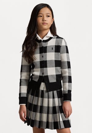 CHECK WOOL CARDIGAN & SKIRT SET - Cardigan - black/white