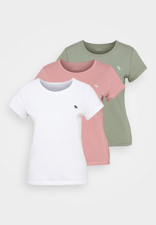 SEASONAL CREW 3 PACK - T-Shirt basic - pink/white/olive