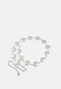 CHAIN BELT WITH ROUND ORNAMENTS AND LOGO PLATES - Lannevyö - silver-coloured