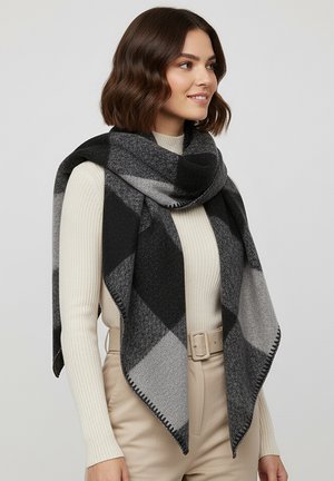 Faera, ELEGANTER KARIERTER WARMER SCHAL FÜR HERBST   WINTER - Foulard - anthrazit