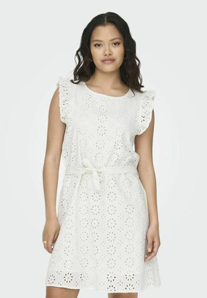 REGULAR CUT ROUND NECK VOLUMINOUS ARM - Freizeitkleid - cloud dancer