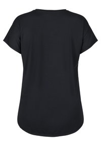 Active by Zizzi SHORT SLEEVE SPORT WITH V-NECK - T-shirt - bas - black