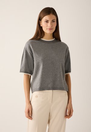 SOFTER KURZARM KONTRASTSTREIFEN - T-Shirt basic - warm grey melange