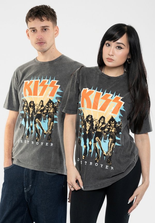 KISS DESTROYER 3D LOGO STONE  - Print T-shirt - charcoal