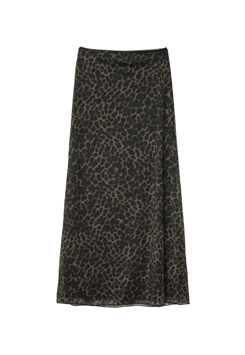 Stradivarius LEOPARD PRINT - Maxi skirt - dark brown - Zalando