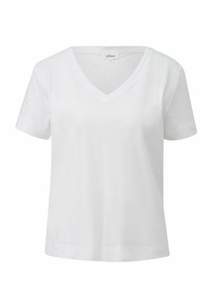 V-AUSSCHNITT KURZARM FLAMMGARN  - Basic T-shirt - weiß