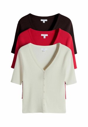 THE SET 3 PACK - Cardigan - chocolate brown red cream