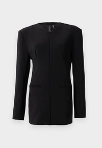 SHOULDER PAD V NECK ZIP FRONT JACKET - Jachetă de vară - black