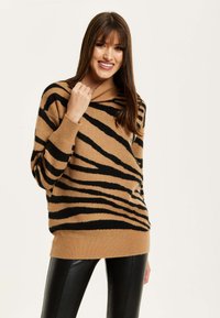 Liquorish ZEBRA PATTERN HIGH NECK - Jumper - brown