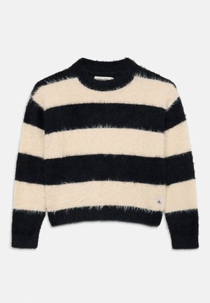 Calvin Klein Jeans STRIPE SWEATER - Jumper - whitecap gray/black