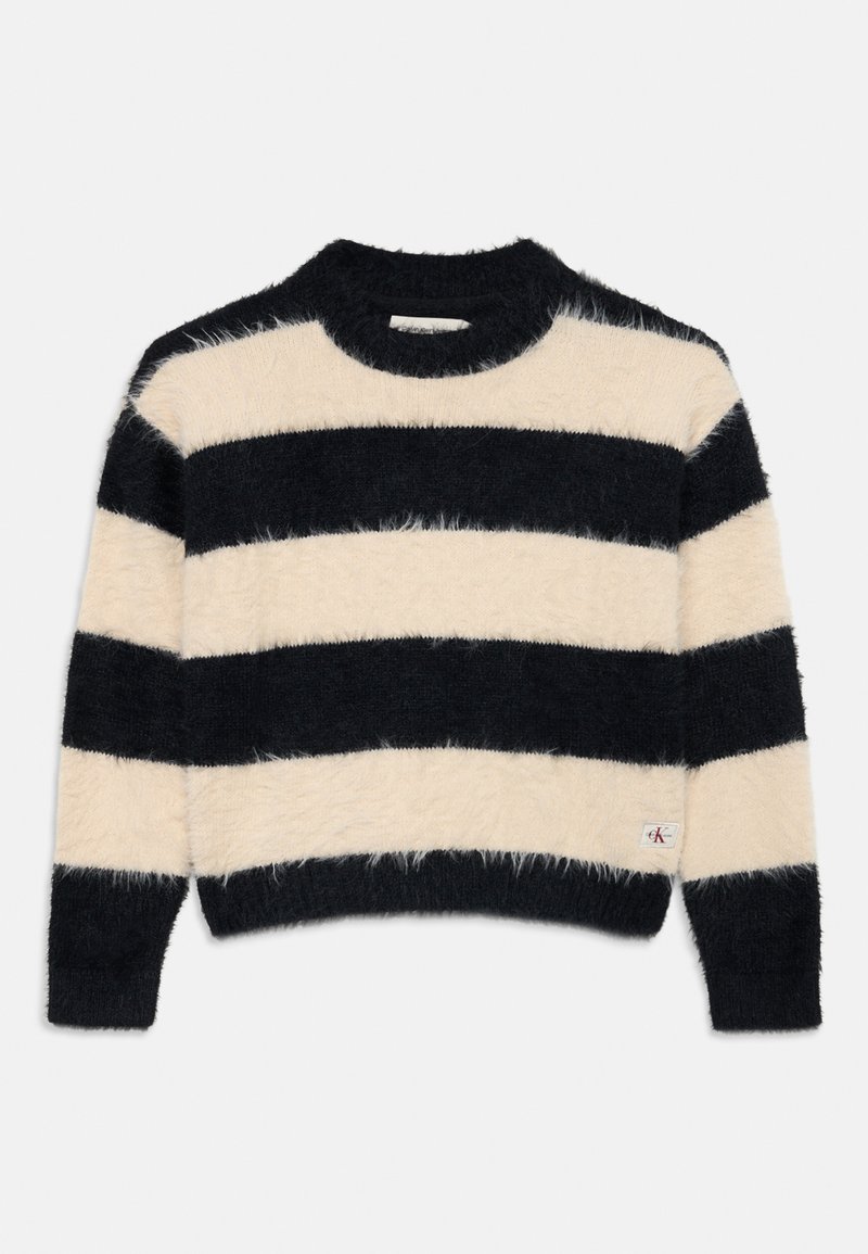 Calvin Klein Jeans STRIPE SWEATER - Pullover - whitecap gray/black