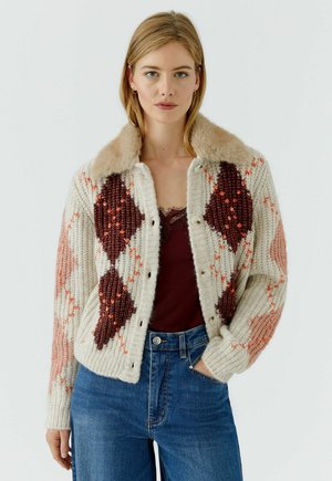 Oui, ARGYLE - Cardigan - light stone red