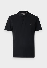 Černé tričko s krátkým rukávem typu polo vyrobené z bavlny. Obsahuje klasický límec a malé logo na hrudi. Hladká textura a přiléhavý střih.