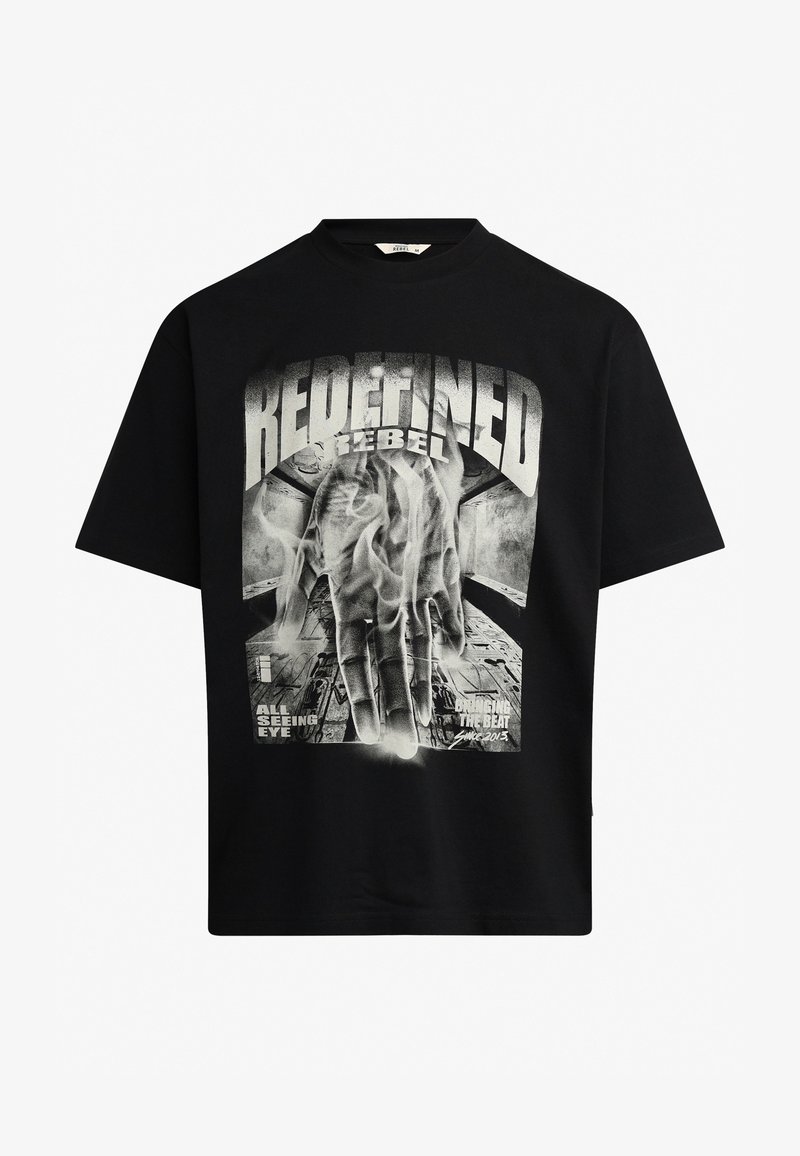 Redefined Rebel KIAN TEE BOXY FIT UNISEX - Μπλουζάκι με στάμπα - black