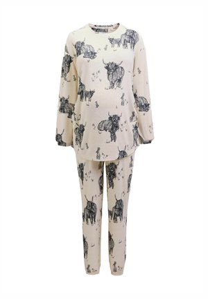 TALL FIT - MATERNITY COSY LONG SLEEVE SET - Pyjama - oatmeal hamish the highland cow