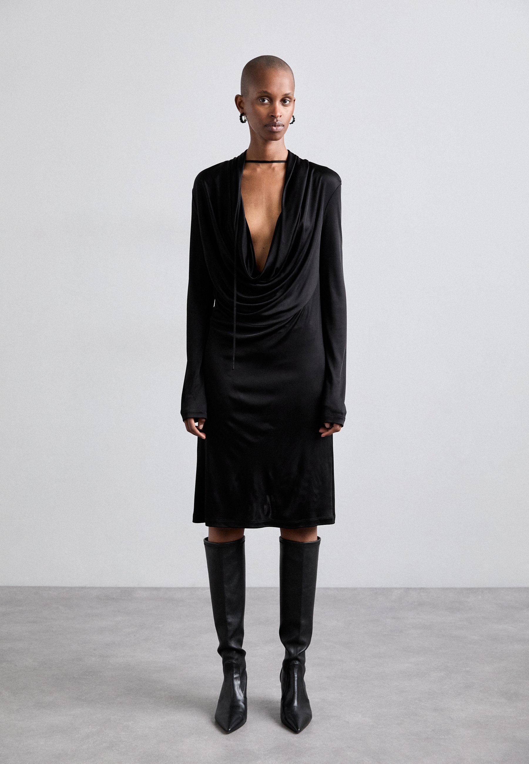 Helmut Lang COWL DRESS LIQUID - Jersey dress - black - Zalando.co.uk