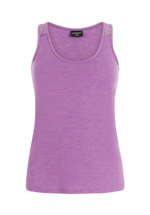 Mouwloos paars dames tanktop met kanten details op de schouders en een ronde hals, maat 36, merk Protest.