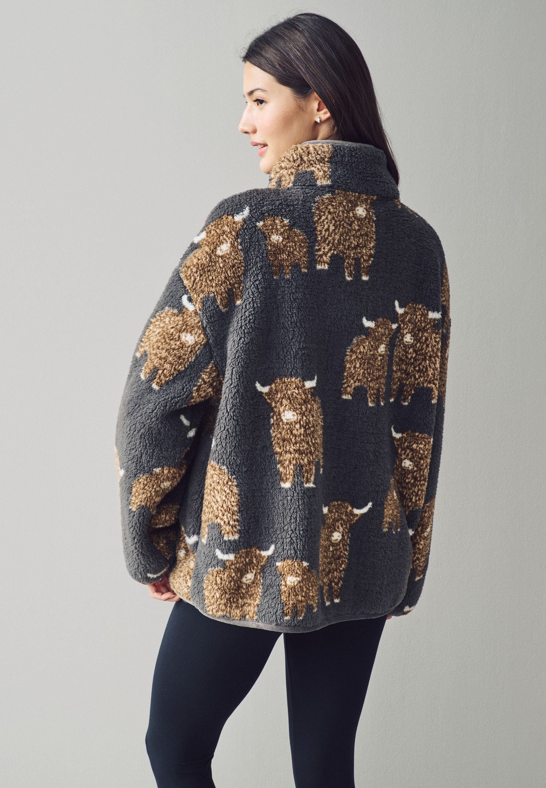 Next BORG HALF ZIP - Flisinis džemperis - charcoal grey hamish the