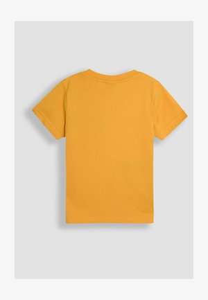 Kurzärmliges T-Shirt mit Rundhalsausschnitt aus leuchtend gelbem Baumwollstoff, das ein schlichtes Design ohne Muster oder Grafiken aufweist.