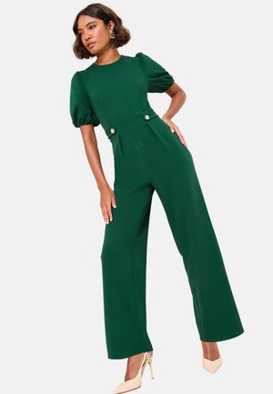 SLEEVE SCUBA BUTTON WAIST  - Jumpsuit - bottle green