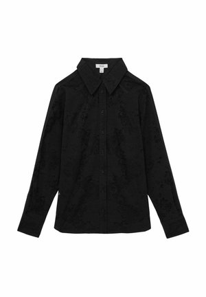 Reiss REGULAR FIT-LACEY FRONT - Button-down blouse - black