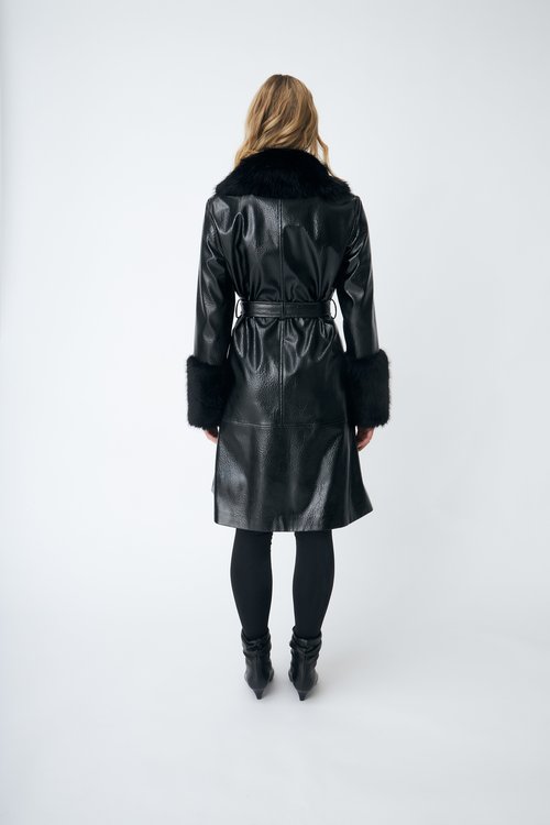 Blouson Cuir Femme Col Châle Taille 2XL - Style Moto - Occasion Très Bon État