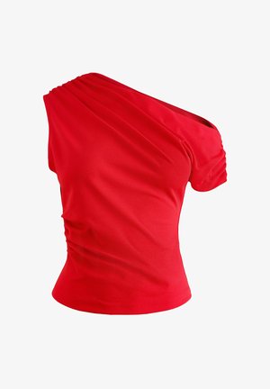 Next, REGULAR FIT - ASYMMETRIC SLEEVELESS DRAPE TOP . - Nyomott mintás póló - red