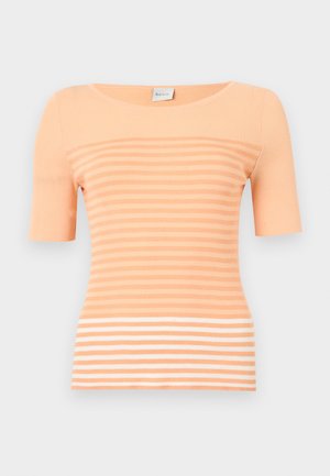 Peachikujuline ribaga ülemine osa lühikeste varrukatega. Omab horisontaalsete triipude mustrit erinevates toonides, luues tekstuurse mustri.