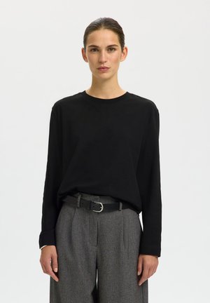 Selected, SLFESSENTIAL LS BOXY TEE NOOS - Longsleeve - black