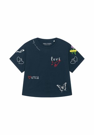 Mira Paris, TATTOO SWEET OVERSIZED ROLL UP TEE 26 - T-shirt print - dark blue