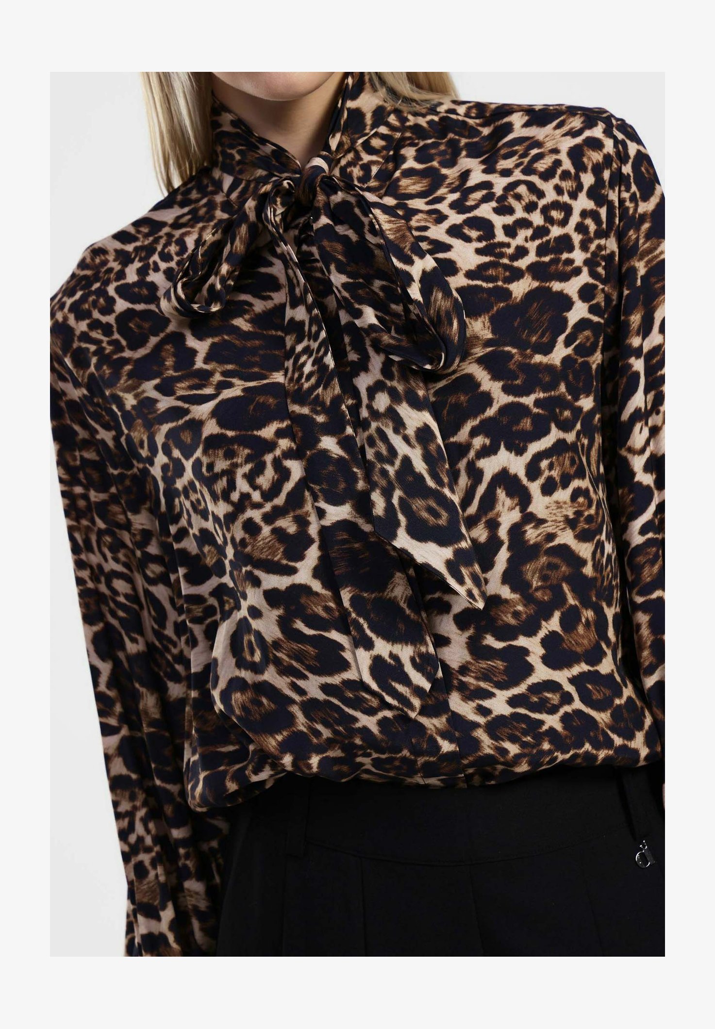 Fronage Camicia Donna Maniche Lunghe Con Stampa Leopardo E Blocchi Di Colore – Vestibilità Larga In Misto Cotone, Taglie S-XL