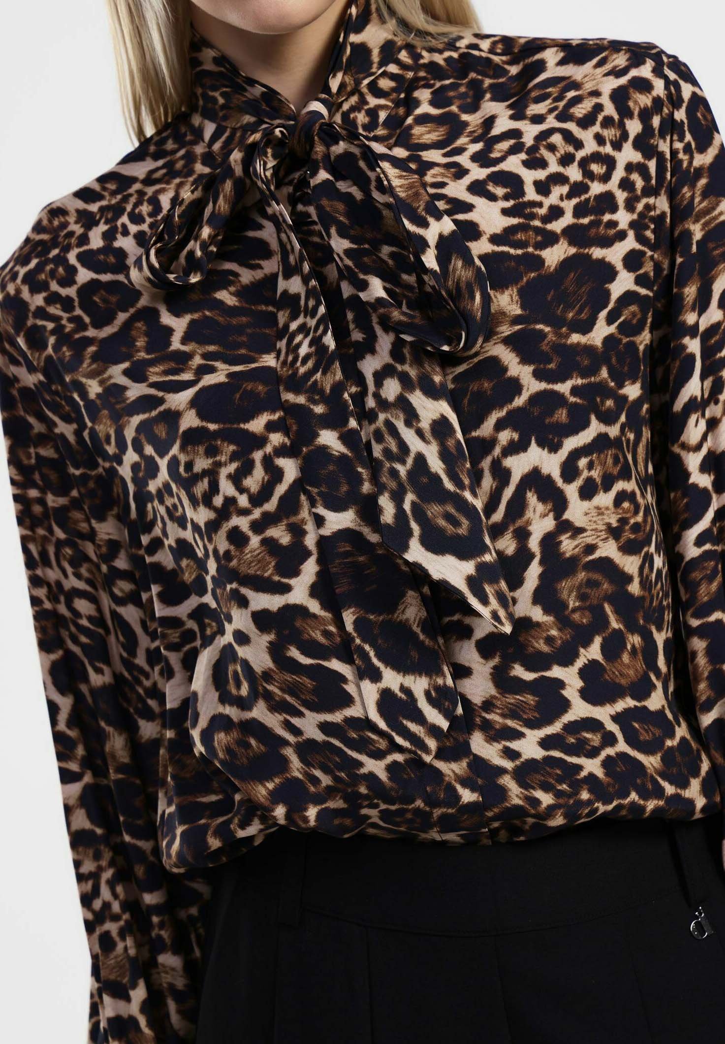 Fronage Camicia Donna Maniche Lunghe Con Stampa Leopardo E Blocchi Di Colore – Vestibilità Larga In Misto Cotone, Taglie S-XL