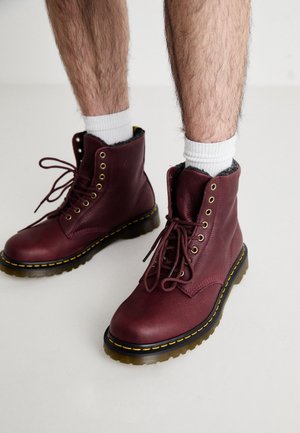 Kotníkové boty na platformě - dark red