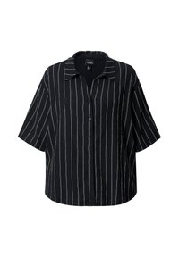 STRIPED SHORT SLEEVE - Blusa - black