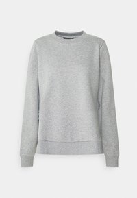 Grijze sweatshirt gemaakt van zachte stof, met een klassieke ronde hals, lange mouwen en ribgebreide manchetten en zoom. Eenvoudig en veelzijdig ontwerp.