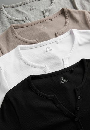 THE SET 4 PACK - Long sleeved top - black white light grey taupe brown